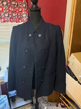 Talbots Navy Double-Breasted Wool Peacoat